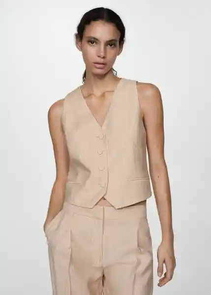 Chaleco Clavel Beige Talla XS Mujer Mango