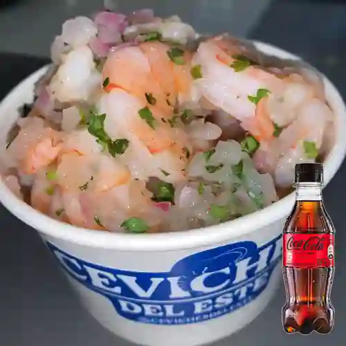 Ceviche Peruano de Camarón 12 Oz +Cocacola S/az 250ML