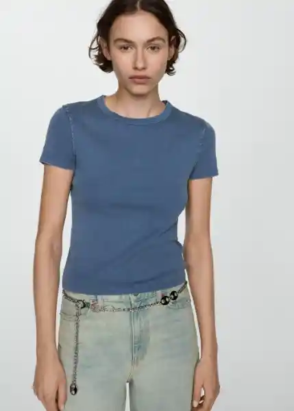 Camiseta Zani Azul Talla XS Mujer Mango