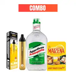 Combo Aguardiente Antioqueño + Vapeador Vuse 3% Mango + Maizena