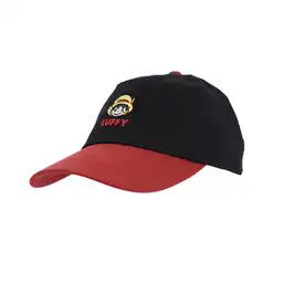 Gorra de Béisbol Bordada Luffy One Piece Negro y Rojo Miniso