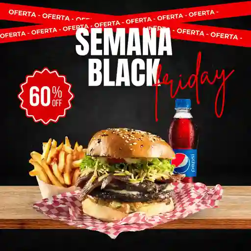 Promo burguer doble en combo black