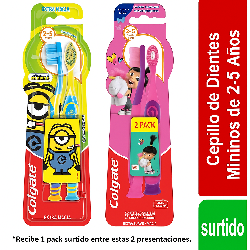 Cepillo de Dientes Niños Colgate Minions/Agnes & Fluffy 6 + Años 2 und