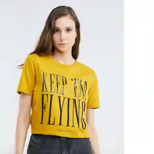 Camiseta Graphic Keep Mujer em Amarillo Talla S Chevignon