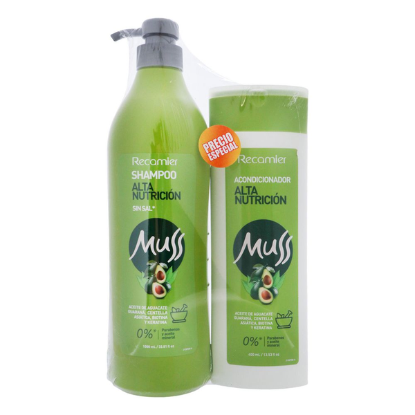 Muss Shampoo + Acondicionador Alta Nutrición sin Sal 2 und