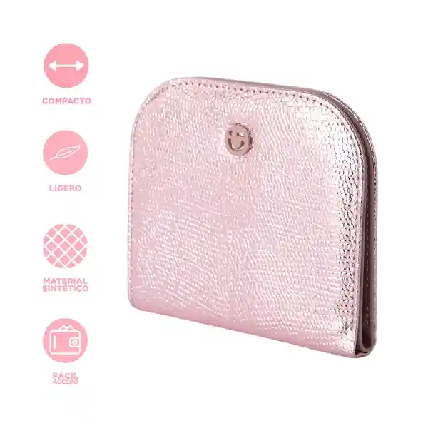 Cartera Corta Con Cierre Para Mujer Rosa Serie Miniso