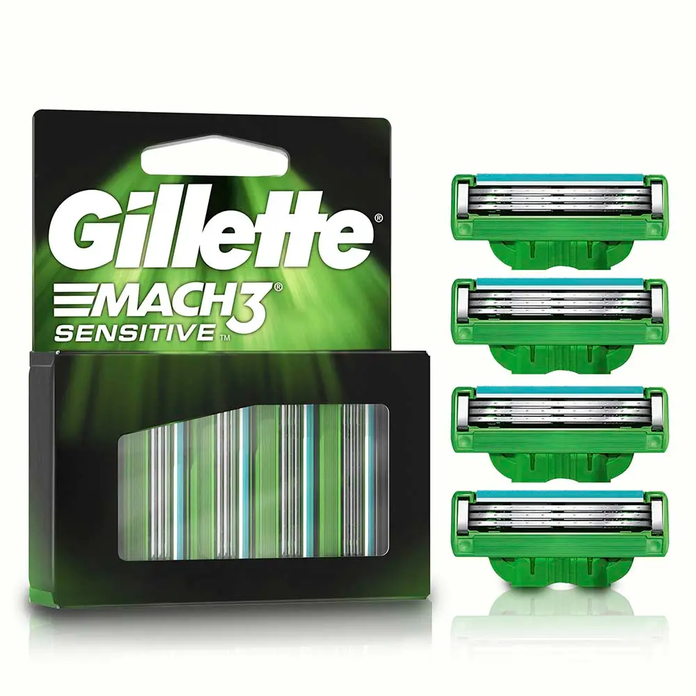 Gillette Mach3 Sensitive Repuesto Máquina Afeitar con 3 Cuchillas 4 Uds
