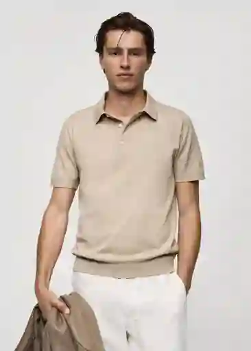 Polo Arraona Beige Talla L Hombre Mango