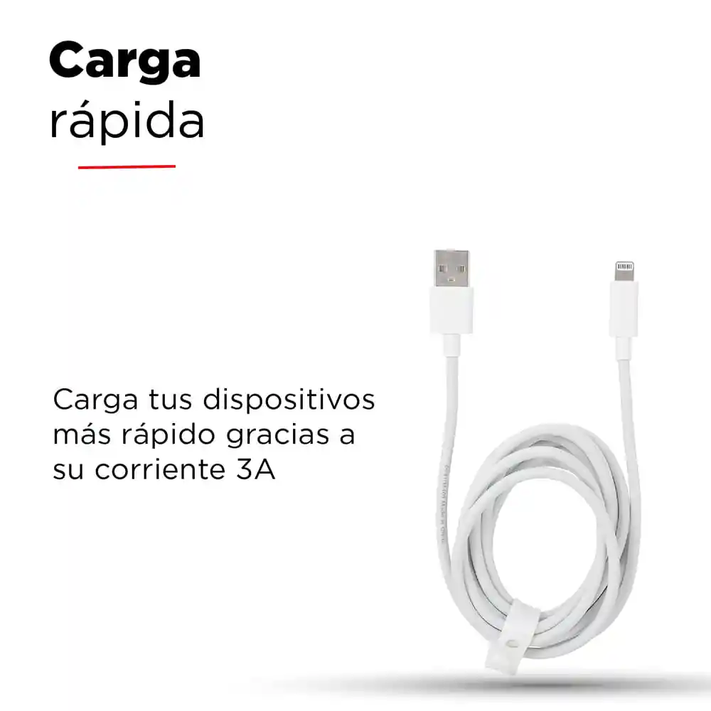 Lightning Cable De Carga Sync 3A Blanco 2M