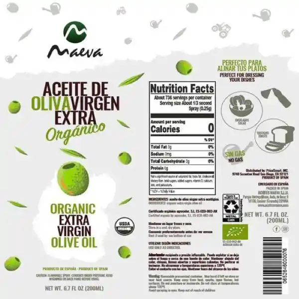 Maeva Aceite de Oliva Virgen Extra Ecológico Spray Bio