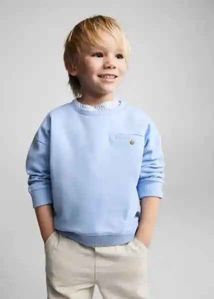 Sudadera Pique Celeste Talla 66 Niños Mango