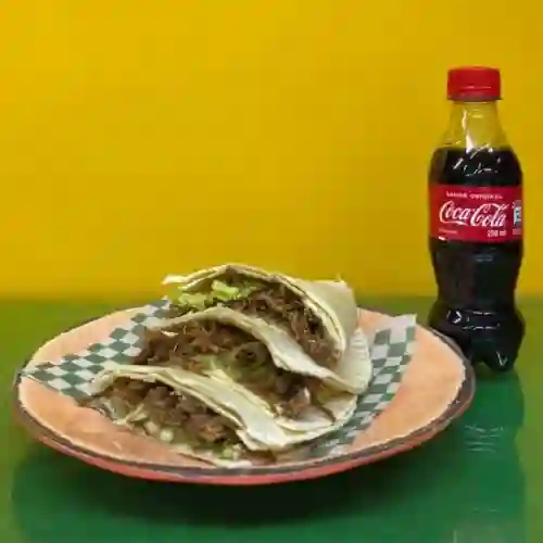2x1 Quesadilla de carne y coca-cola 250 ml
