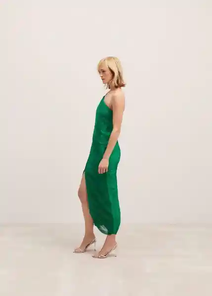 Vestido Fleca Verde Talla S Mujer Mango