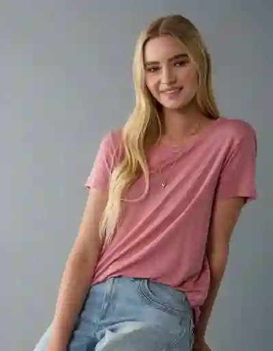 Camiseta Mujer Rosado Talla Large 8997107 American Eagle