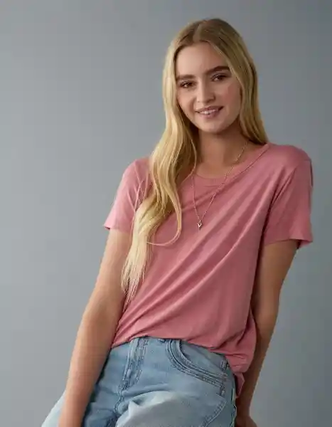 Camiseta Mujer Rosado Talla Large 8997107 American Eagle