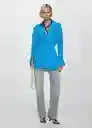 Camisa Ramona Azul Talla L Mujer Mango