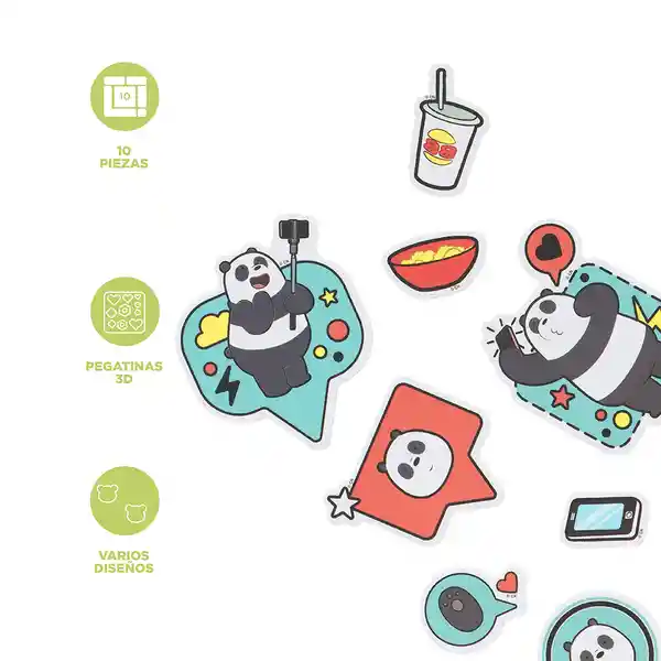 Sticker Eva 3D Colección Osos Escandalosos Panda Wbb Miniso