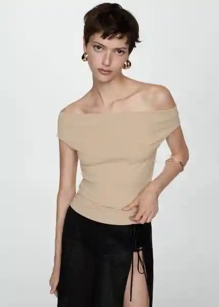 Top Alexis Beige Talla L Mujer Mango