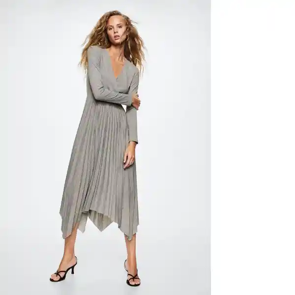 Vestido Latte-A Gris Claro Vigore Talla L Mujer Mango