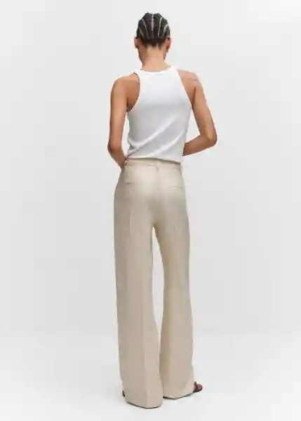 Pantalón Tomy Beige Talla 40 Mujer Mango