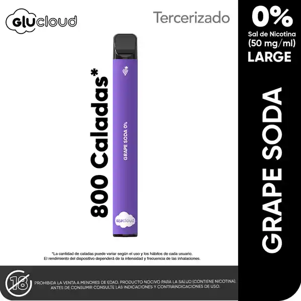 Glucloud Vapeador  Grape Soda 0% Nic Large