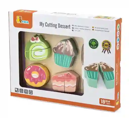 Viga Juguete de Postre Para Cortar Con Velcro y Utensilio