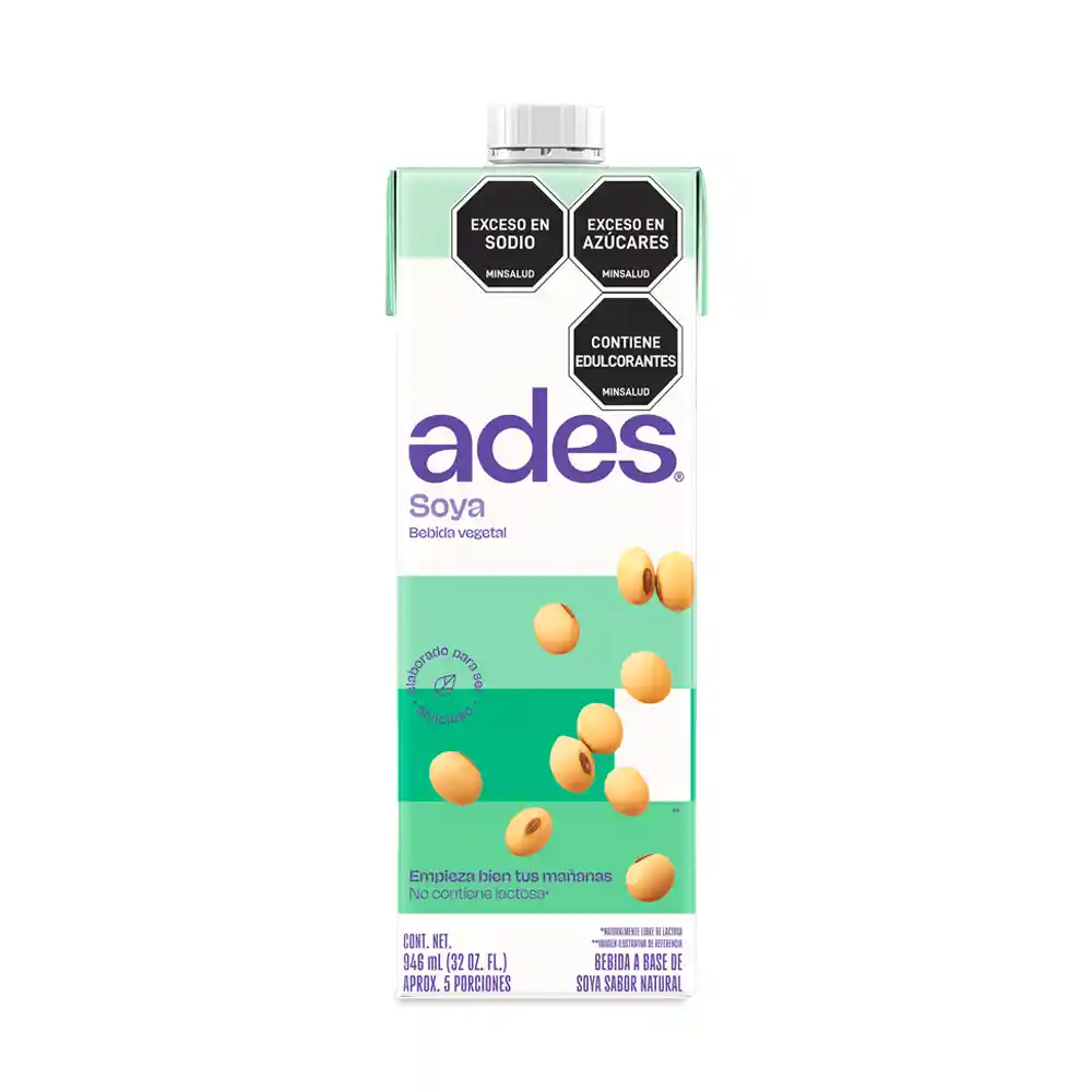 Ades Bebida de Soya Natural 946 mL