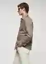 Camisa Roma Beige Talla M Hombre Mango