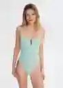 Traje del Bañador Rainy Verde Pastel Talla L Mujer Mango