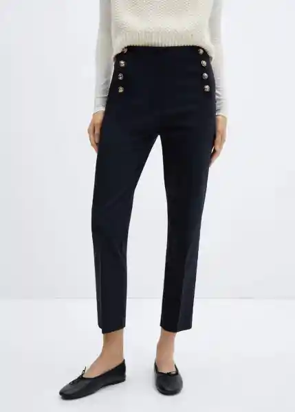 Pantalón Botones Navy Talla 40 Mujer Mango