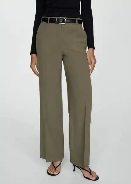 Pantalón Carlos Khaki Talla 40 Mujer Mango