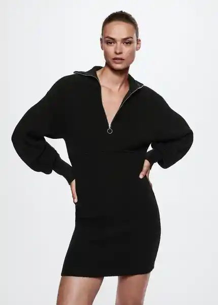 Vestido Rolon Negro Talla L Mujer Mango