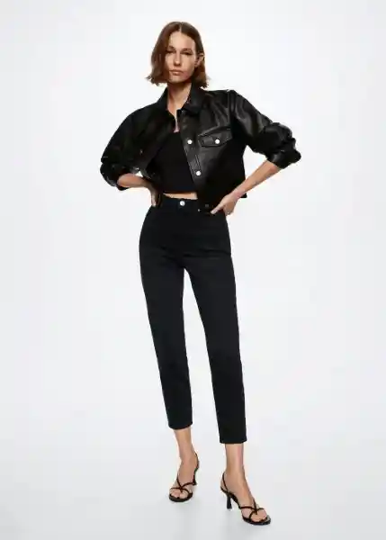 Jeans Newmom Tejano Negro Talla 34 Mujer Mango