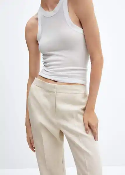 Pantalón Paulica-W Beige Talla XL Mujer Mango