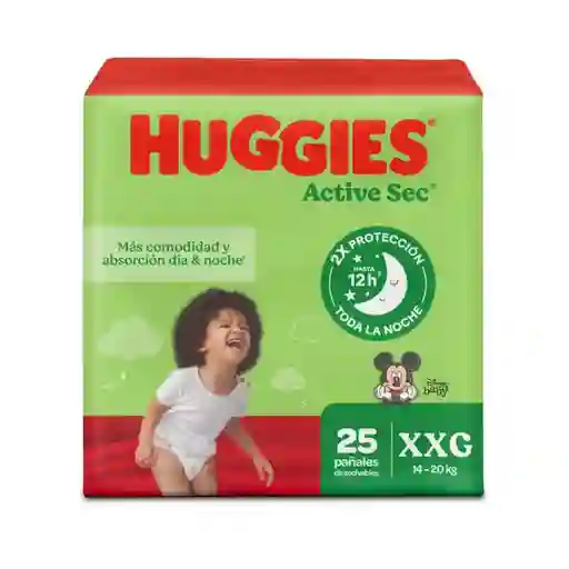Pañales Huggies Active Sec Etapa 5/XXG Más Comodidad 25 Und