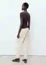 Pantalón Fluido Beige Talla XL Mujer Mango
