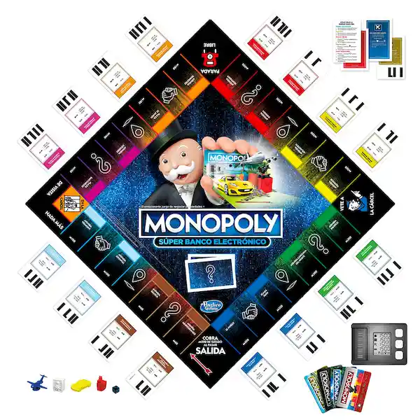 Monopoly Juego de Mesa Súper Banco Electrónico