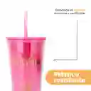 Vaso Plástico Con Pitillo Serie Harry Potter Rosa 600 mL Miniso