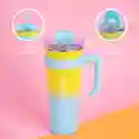 Vaso de Acero Con Pitillo Menta y Amarillo y Azul 1600 mL Miniso