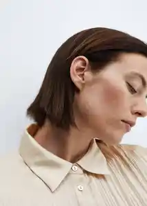 Camisa Plisi-W Crudo Talla M Mujer Mango