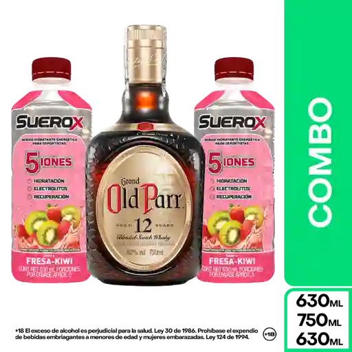 Combo Old Parr 12 Años 750 mL + Suerox Fresa- Kiwi