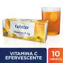 Cebión tabletas Efervescentes de Vitamina C sabor naranja con 10 unidades.