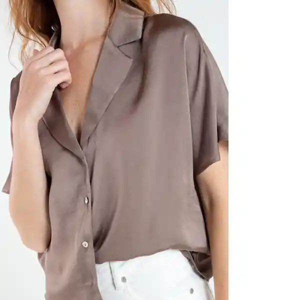  Camisa Peralpes Mujer Gris Nogal Oscuro Talla L Naf-Naf 