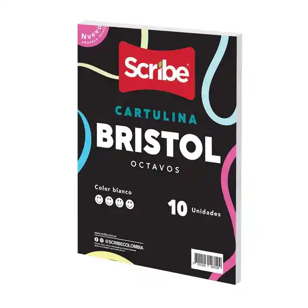 Scribe Octavo Bristol Blanco 10 Hojas 10000005846