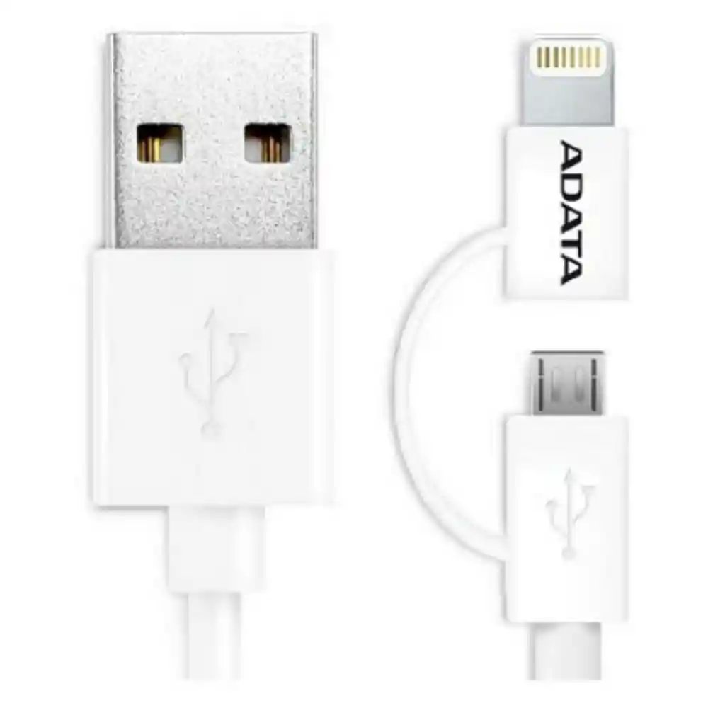 Adata Cable Usb 2 En 1 Android Y Iphone 1 Metro Blanco