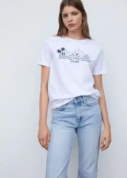 Camiseta Pstilubi Blanco Talla S Mujer Mango