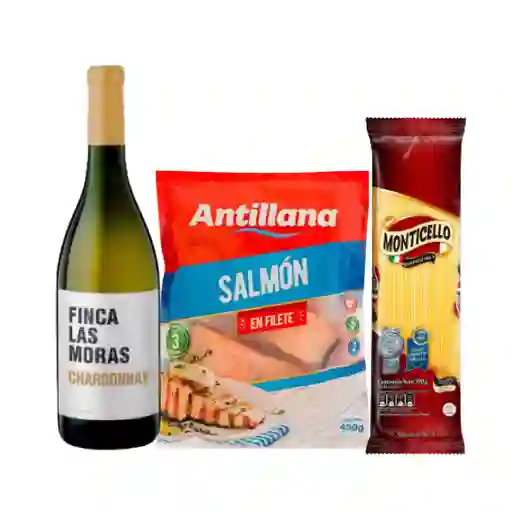 Combo Vino Blanco Finca Las Moras + Salmón Antillana + Spaguetti