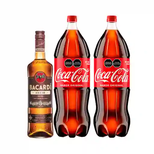 Combo Bacardi Ron Añejo 750 mL + Gaseosa Coca-Cola Original