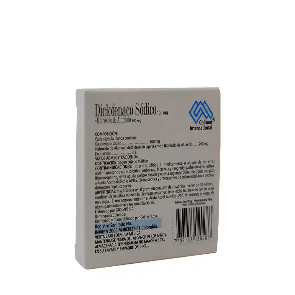 Diclofenaco Colmed (100 mg) + Hidroxido Aluminio (200 mg)