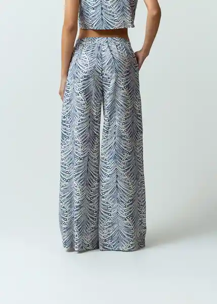 Pantalón Picci Mujer Azul Cetaceo Estampado Talla L Naf Naf